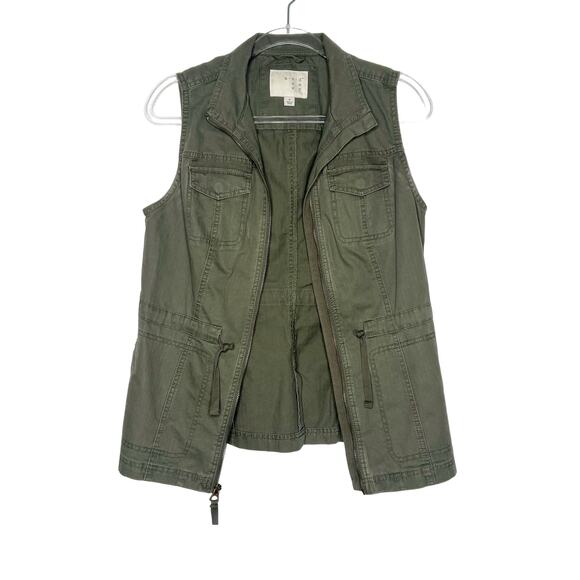 A NEW DAY Military Vest Full-Zip Drawstring Waist Utility Army Green Size Small - Picture 1 of 8